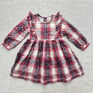 NWT Egg New York Elodie Red Plaid Star Dress 3T